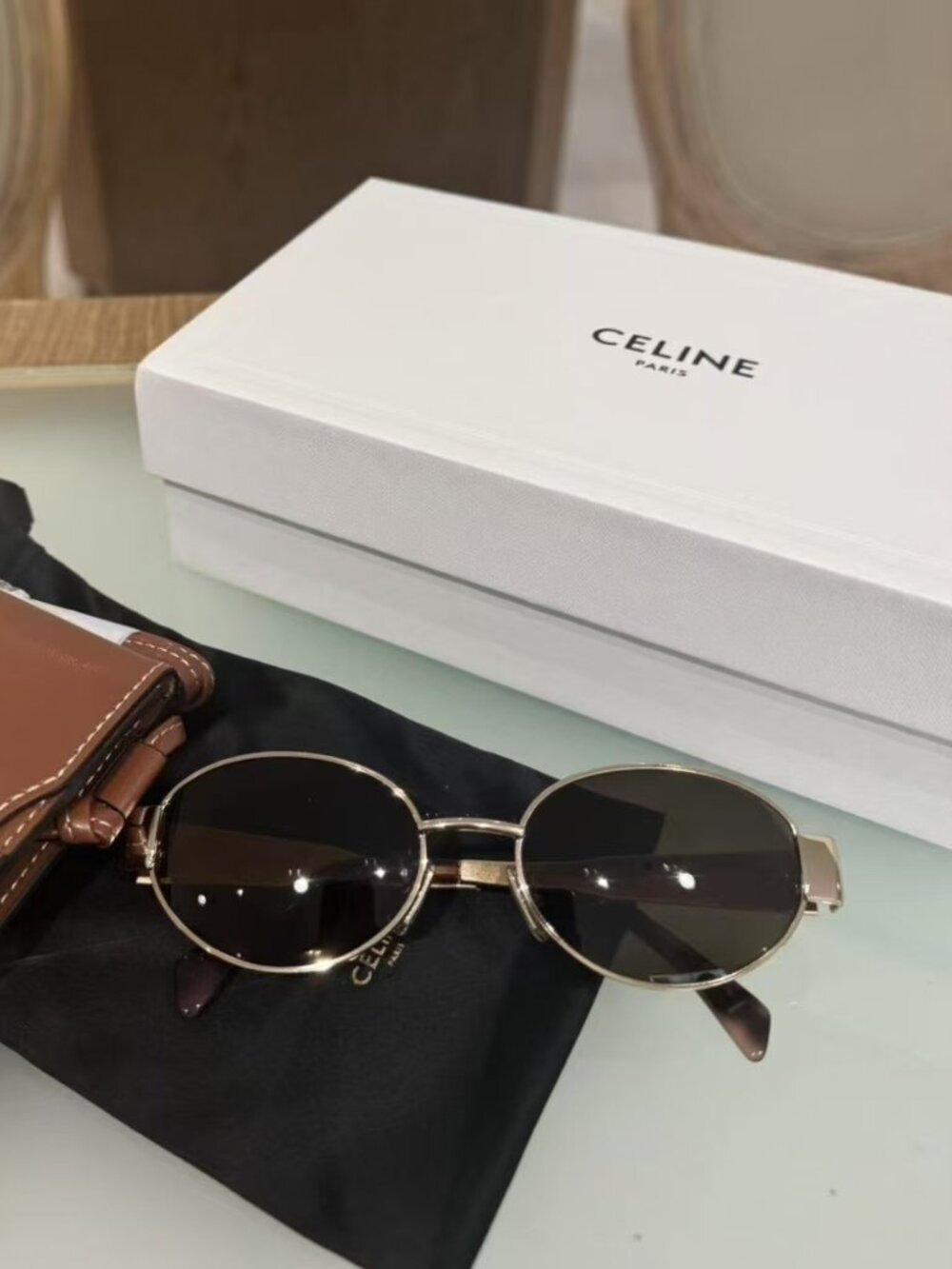 Celine Paris Aviator Sunglasses – Gold & Tortoise – Like New
